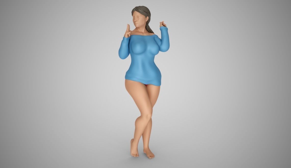 Girl Blowing Smoke From Finger Gun 3D print model_5