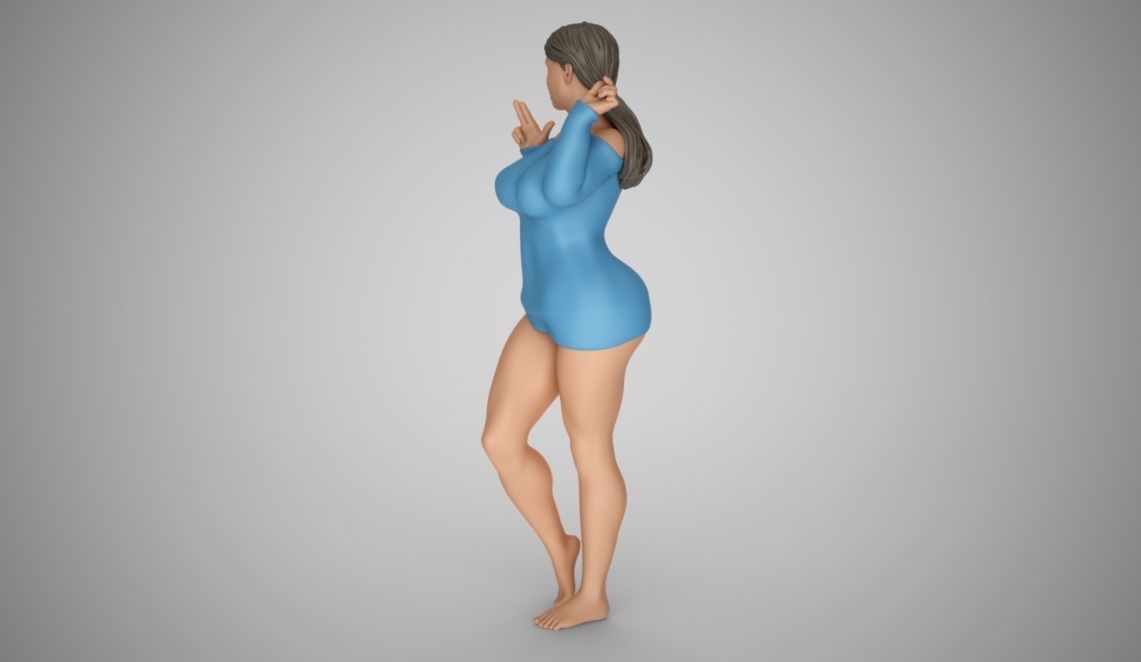 Girl Blowing Smoke From Finger Gun 3D print model_11