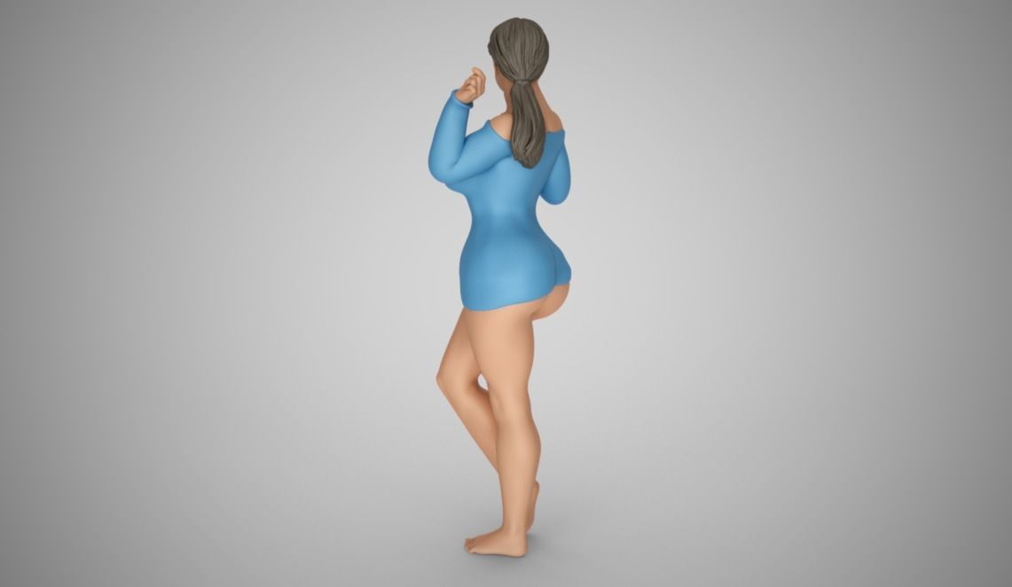Girl Blowing Smoke From Finger Gun 3D print model_10