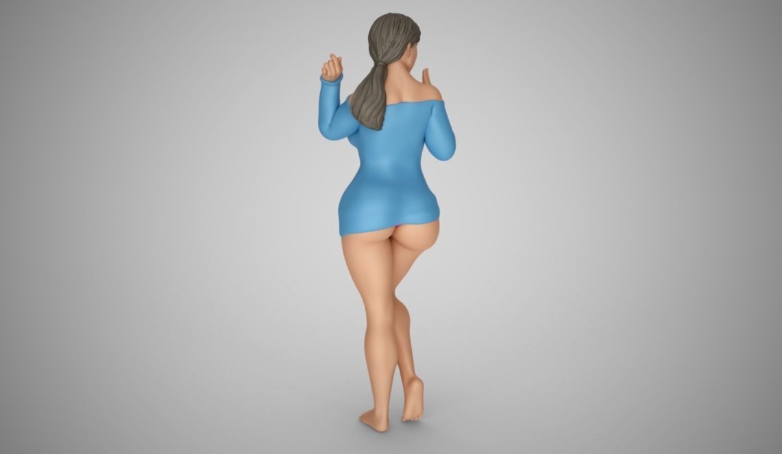 Girl Blowing Smoke From Finger Gun 3D print model_9