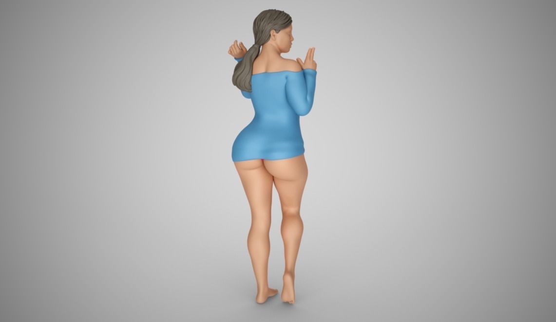 Girl Blowing Smoke From Finger Gun 3D print model_8