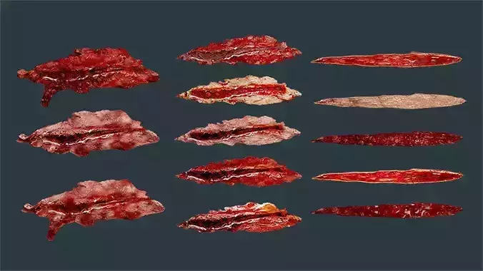 13 Skin Cuts Seamless PBR Textures with Alpha Map Texture