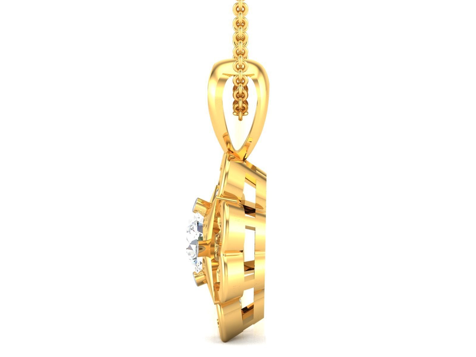 Women solitaire pendant 3dm render detail 3D print model_5