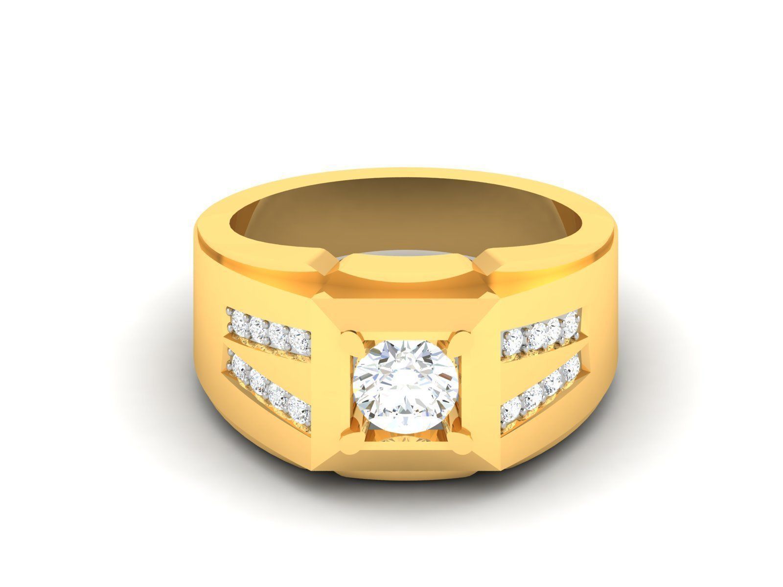 Gents solitaire ring 3dm render detail 3D print model_6