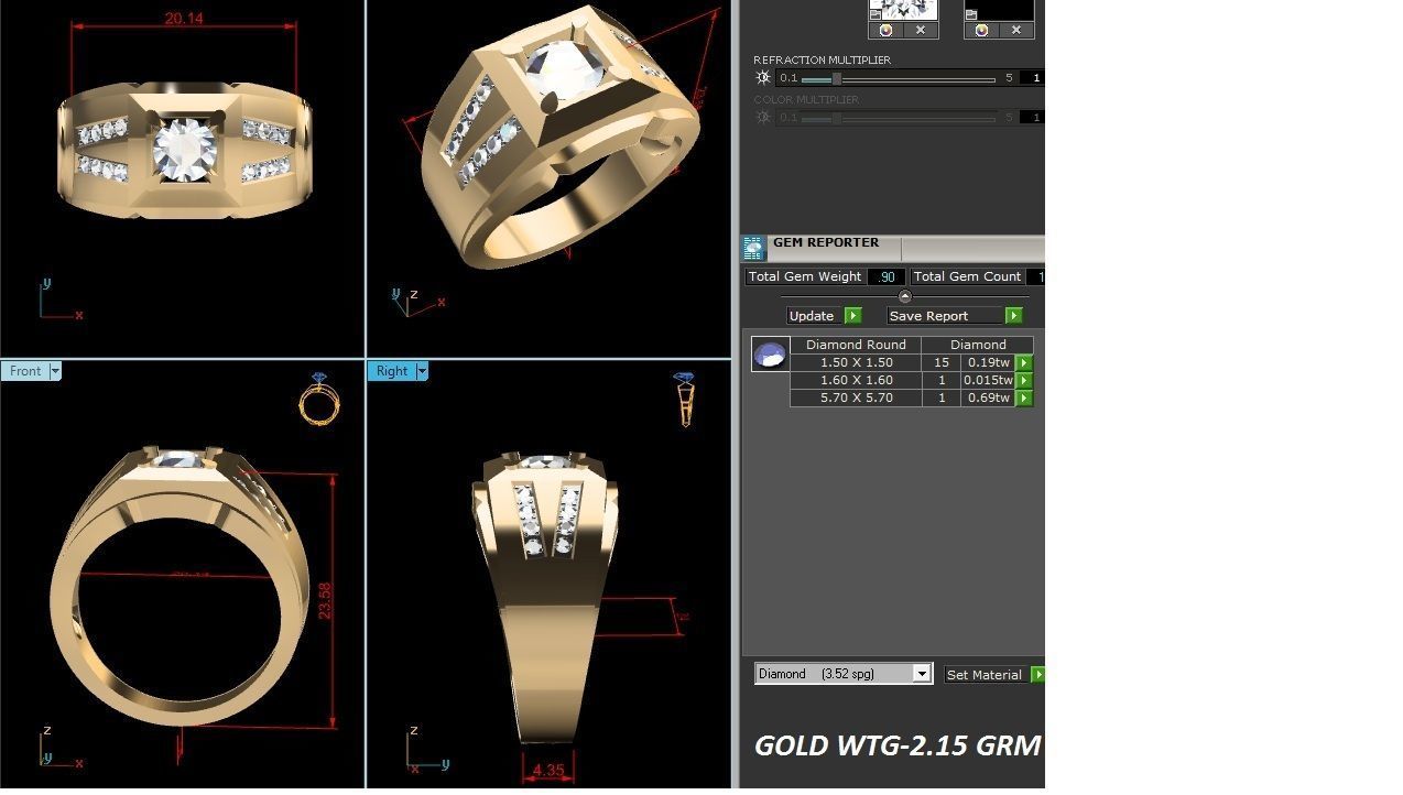 Gents solitaire ring 3dm render detail 3D print model_8