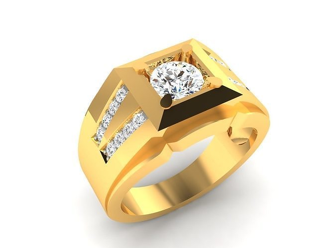 Gents solitaire ring 3dm render detail  3D print model