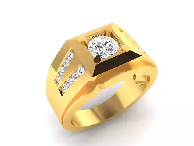 Gents solitaire ring 3dm render detail 