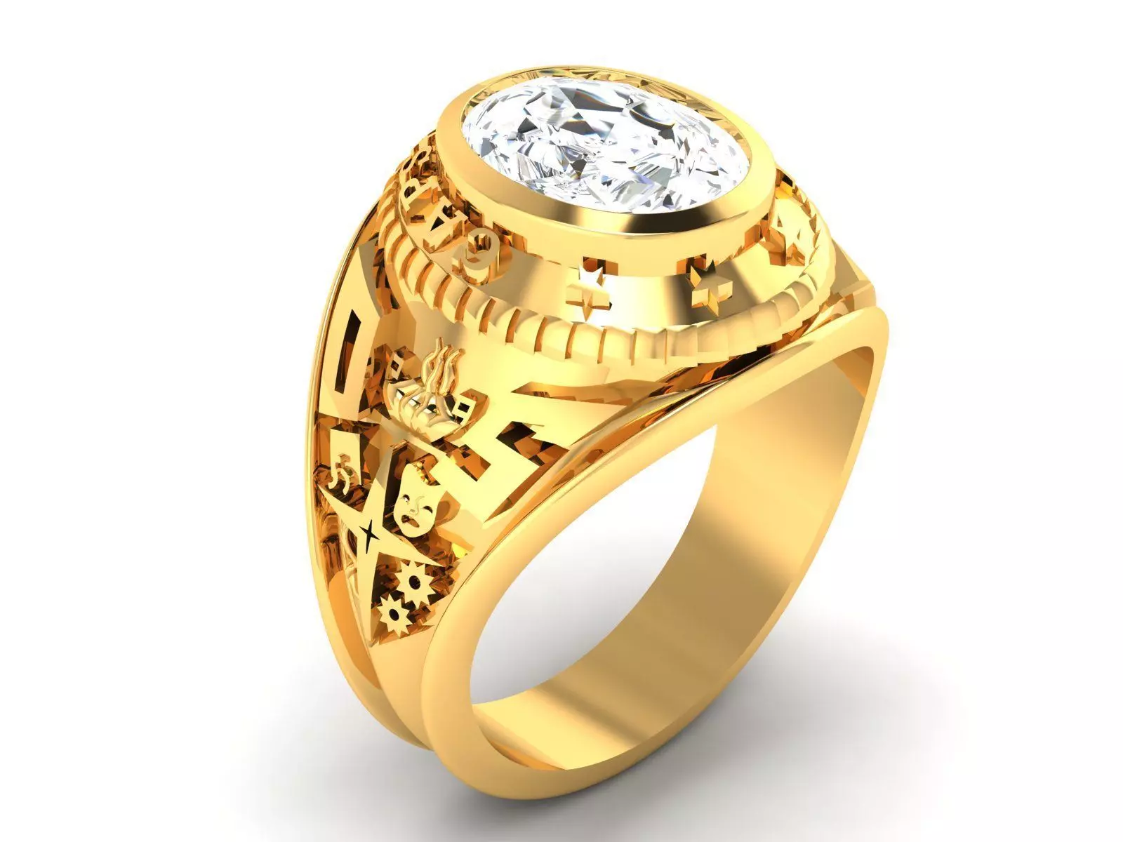 Gents solitaire ring 3dm render detail 3D print model_0