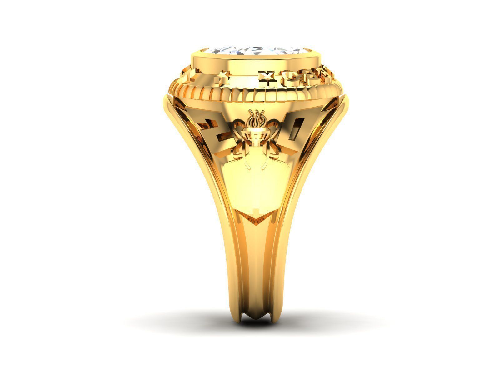 Gents solitaire ring 3dm render detail 3D print model_4
