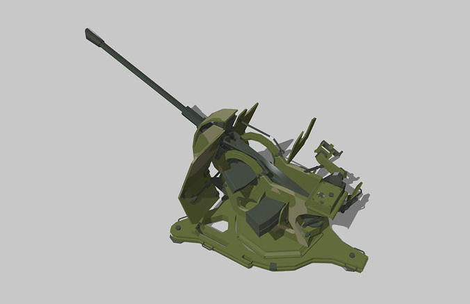 flak38 military machine gun Low-poly 3D model
