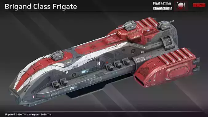 Spaceship Frigate Brigand Low-poly 3D model