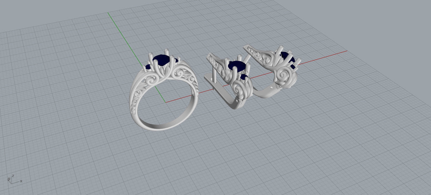 jewelry ring and earings  3D print model_1