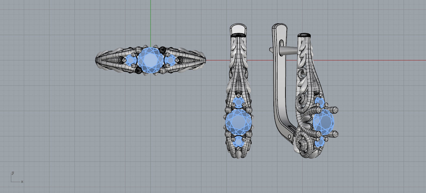 jewelry ring and earings  3D print model_3