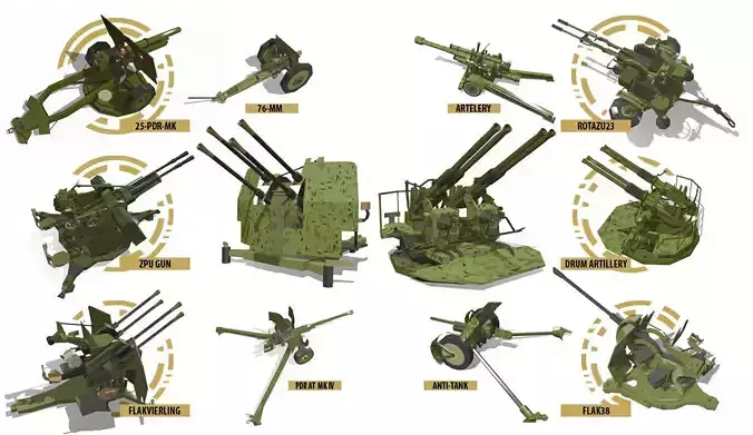 POLYGON - Heavy Gun Low-poly 3D model 3D Model Collection