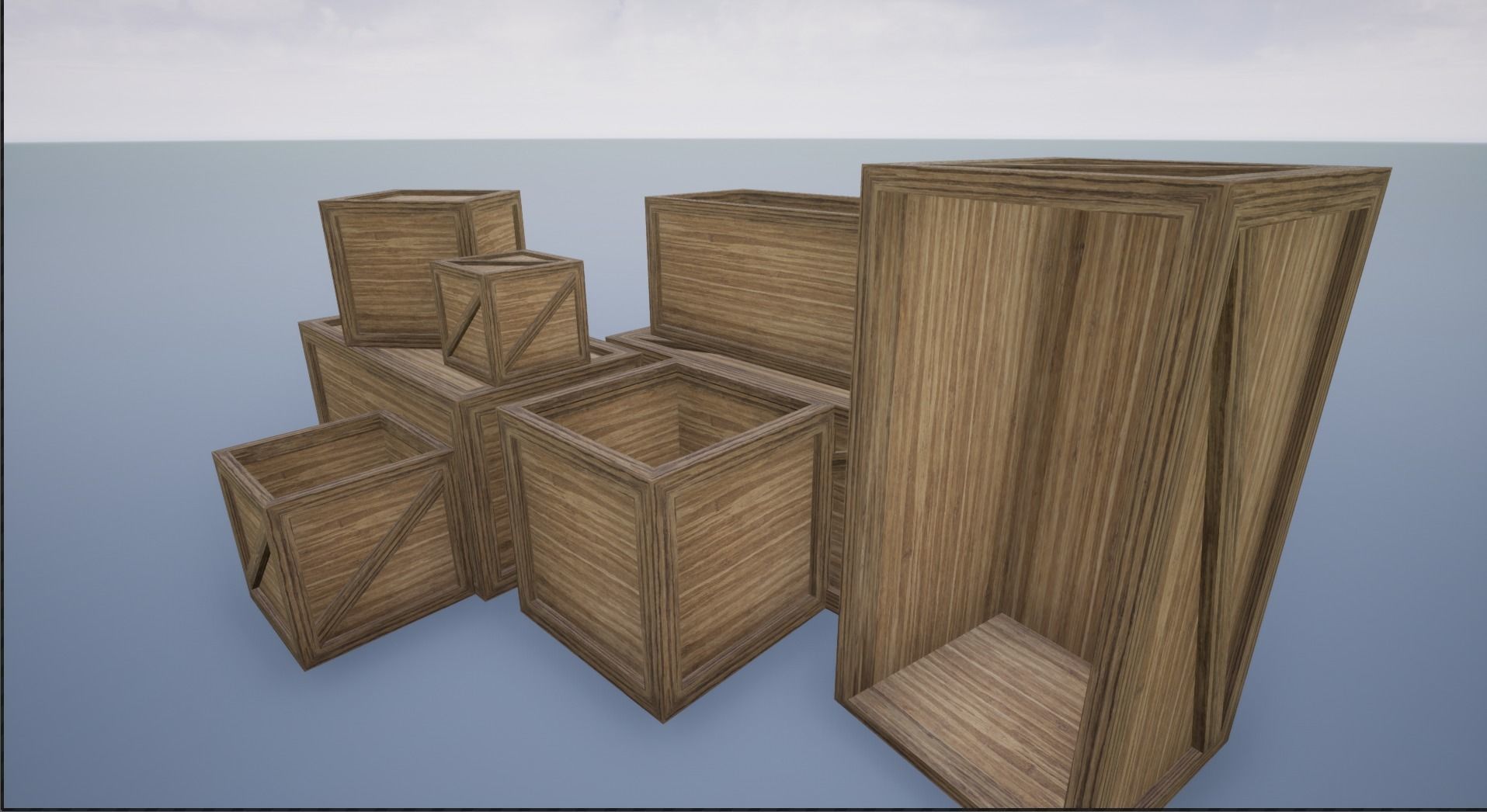Low Poly Wooden Crates Low-poly 3D model_2