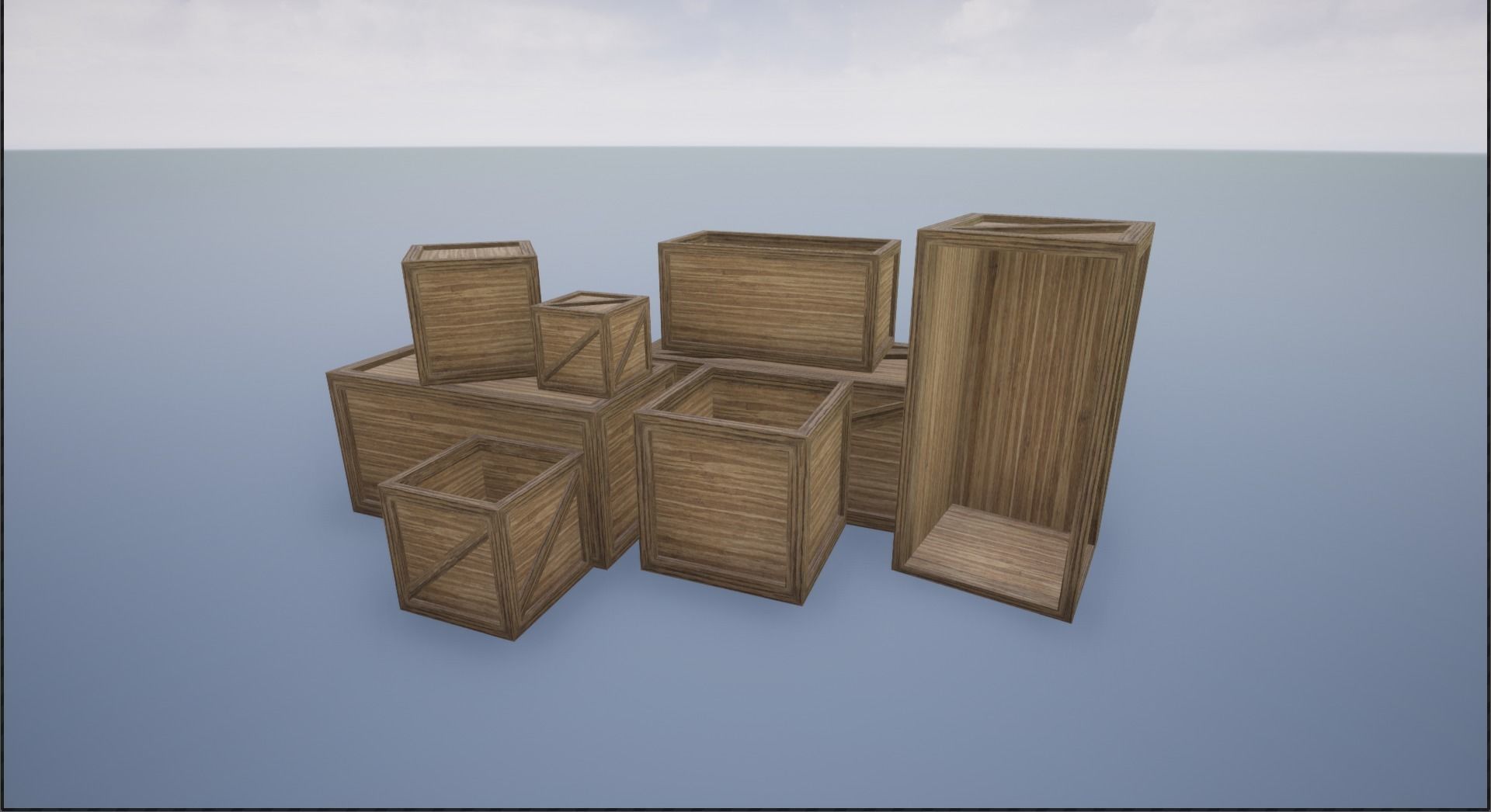 Low Poly Wooden Crates Low-poly 3D model_1
