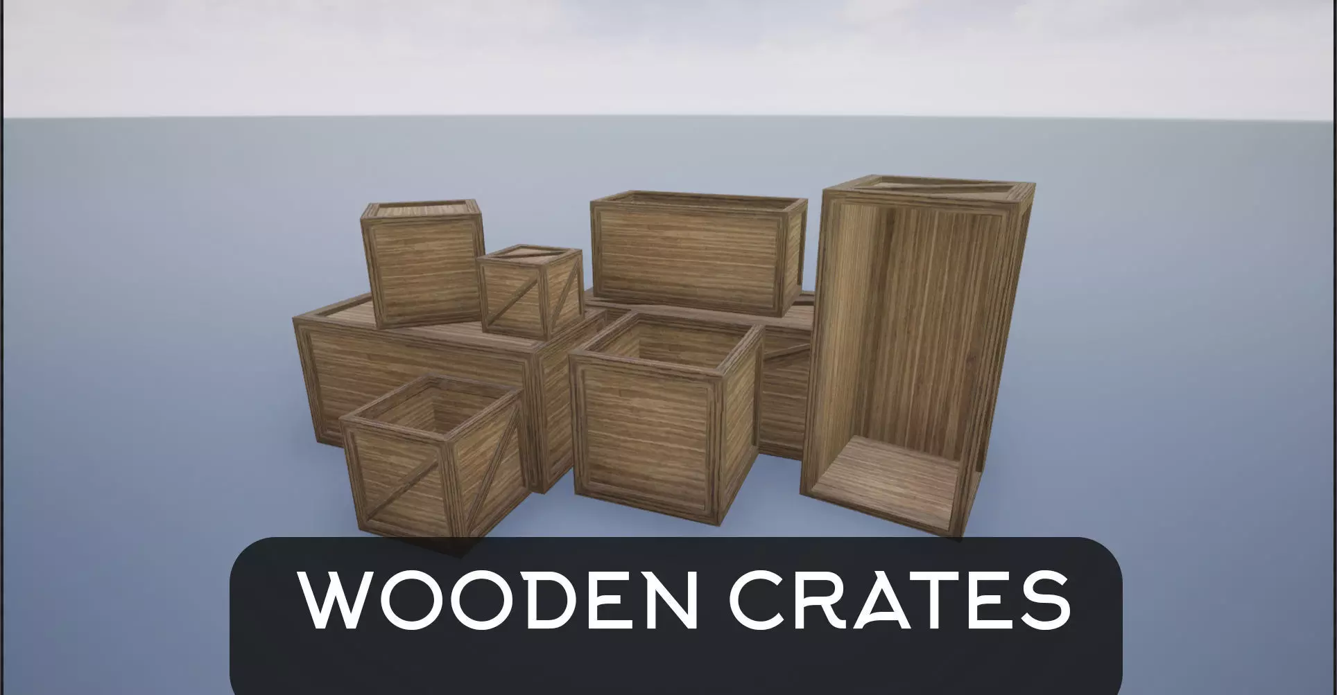 Low Poly Wooden Crates Low-poly 3D model_0