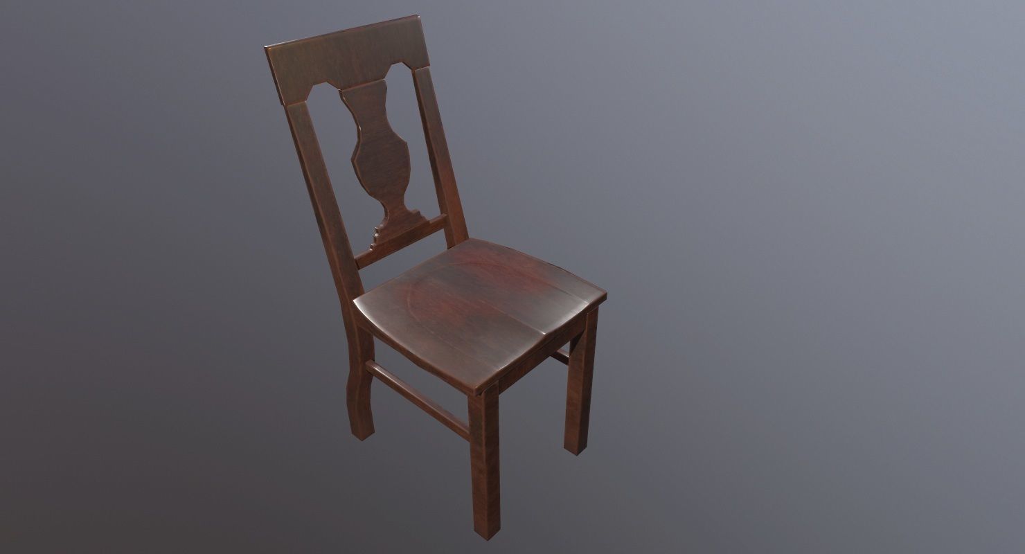 Chair Game Ready wooden Low-poly 3D model_2