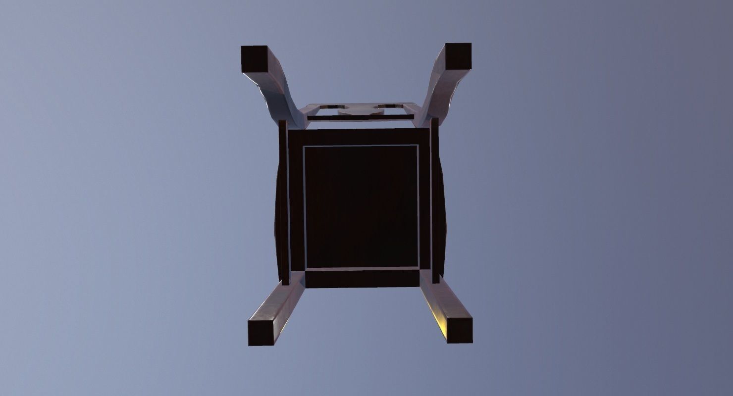 Chair Game Ready wooden Low-poly 3D model_6