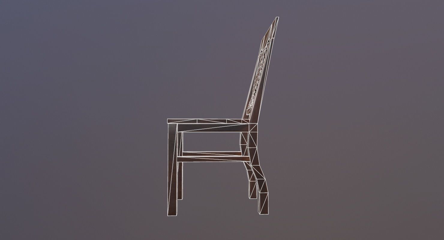 Chair Game Ready wooden Low-poly 3D model_16