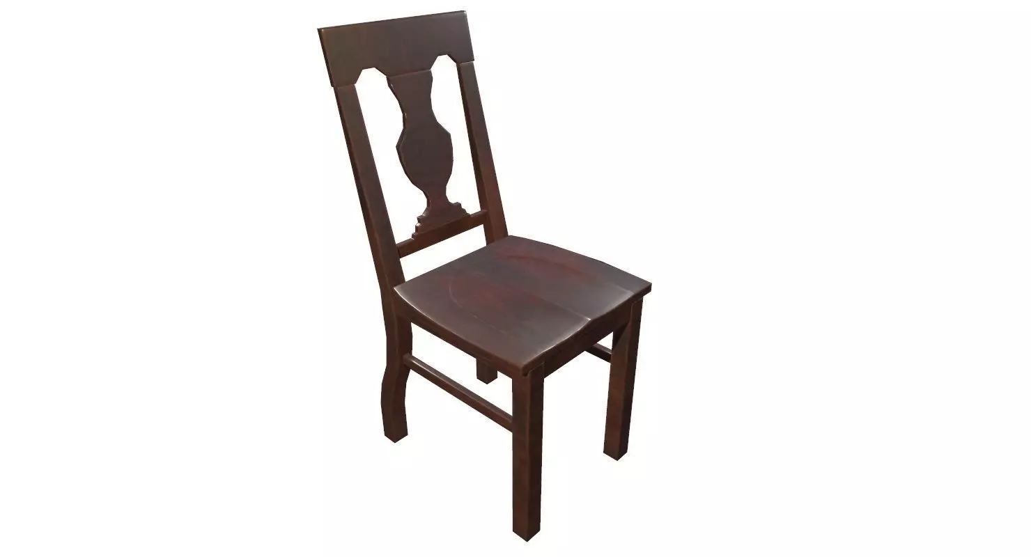 Chair Game Ready wooden Low-poly 3D model_0