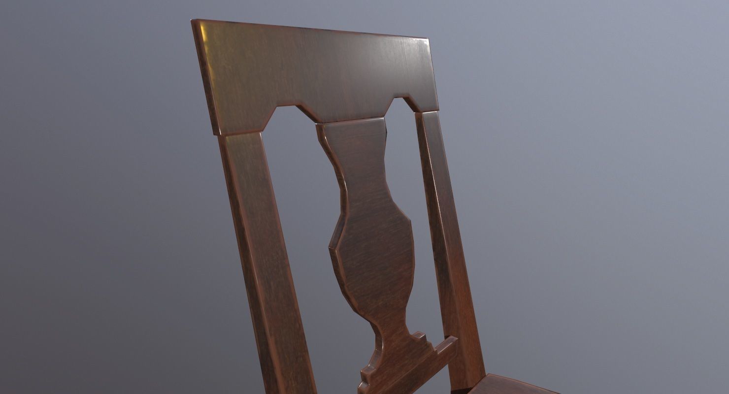 Chair Game Ready wooden Low-poly 3D model_12