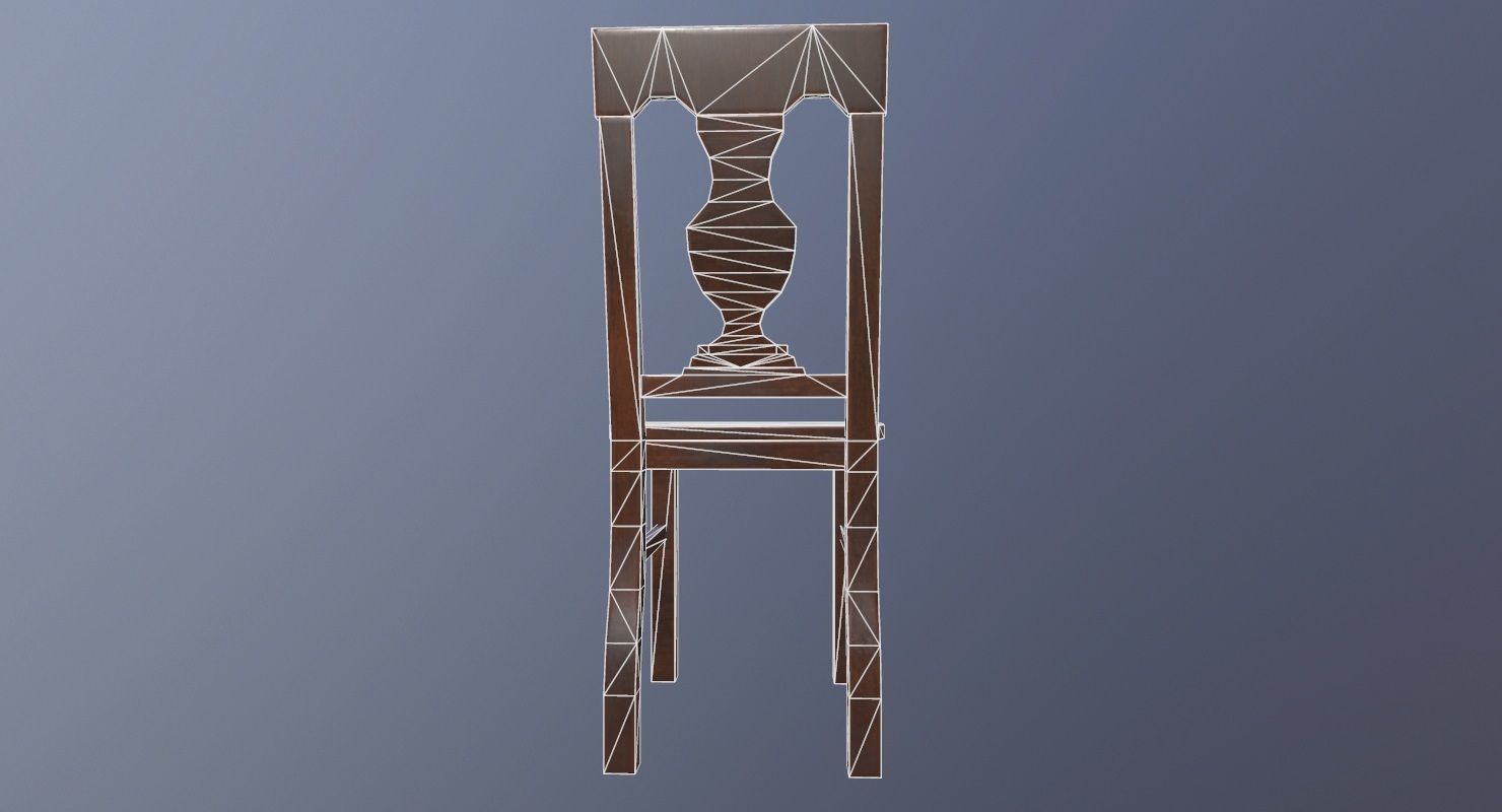 Chair Game Ready wooden Low-poly 3D model_17