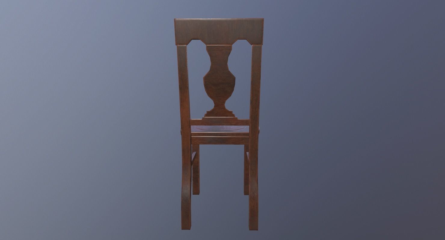 Chair Game Ready wooden Low-poly 3D model_4