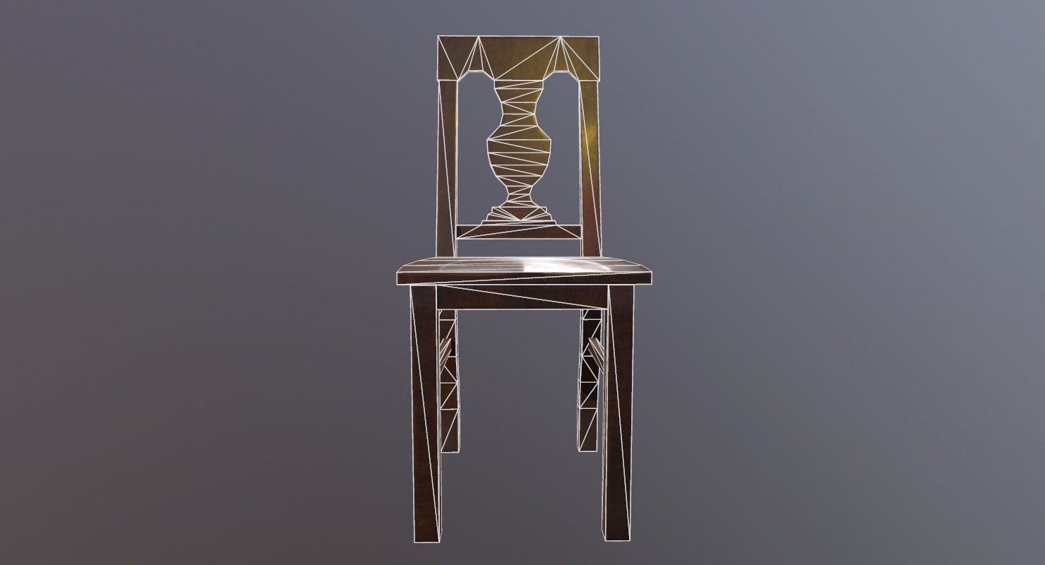 Chair Game Ready wooden Low-poly 3D model_19
