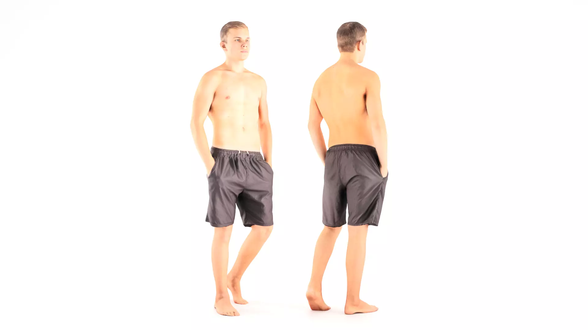 Man in shorts 10  Low-poly 3D model_0