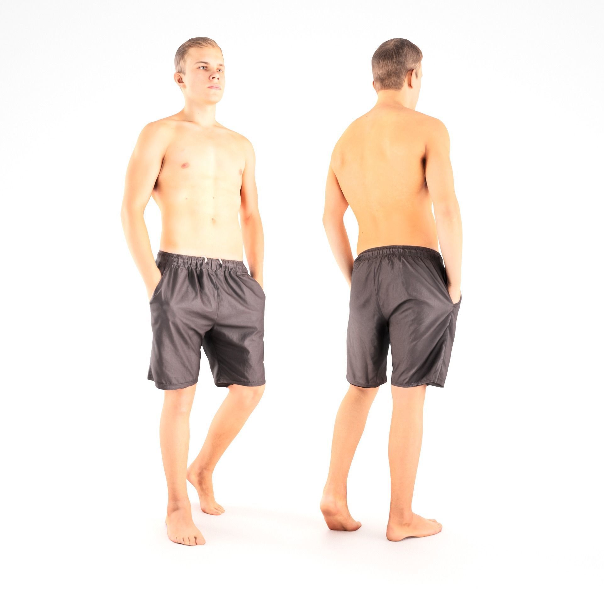 Man in shorts 10  Low-poly 3D model_2