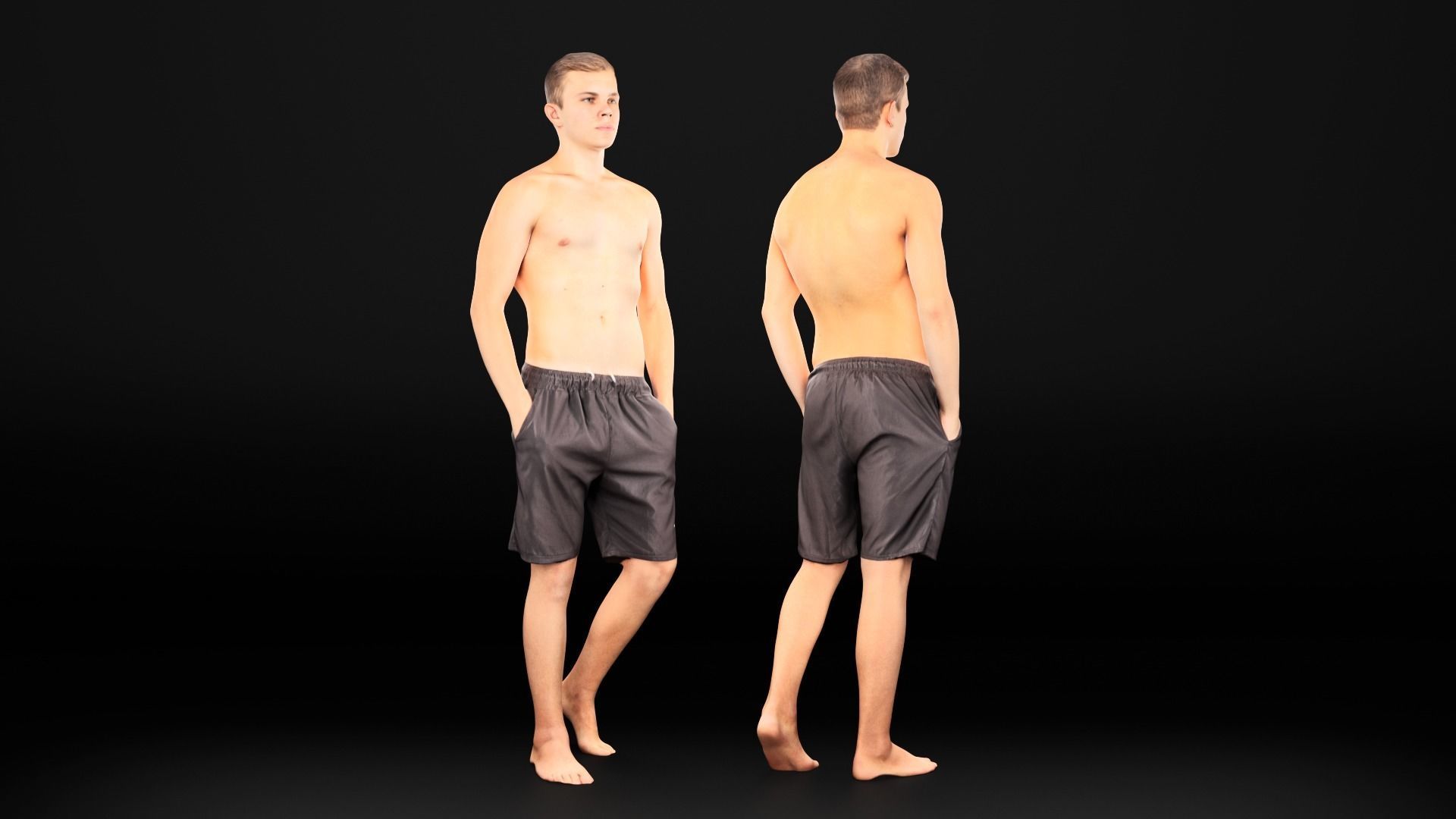 Man in shorts 10  Low-poly 3D model_5