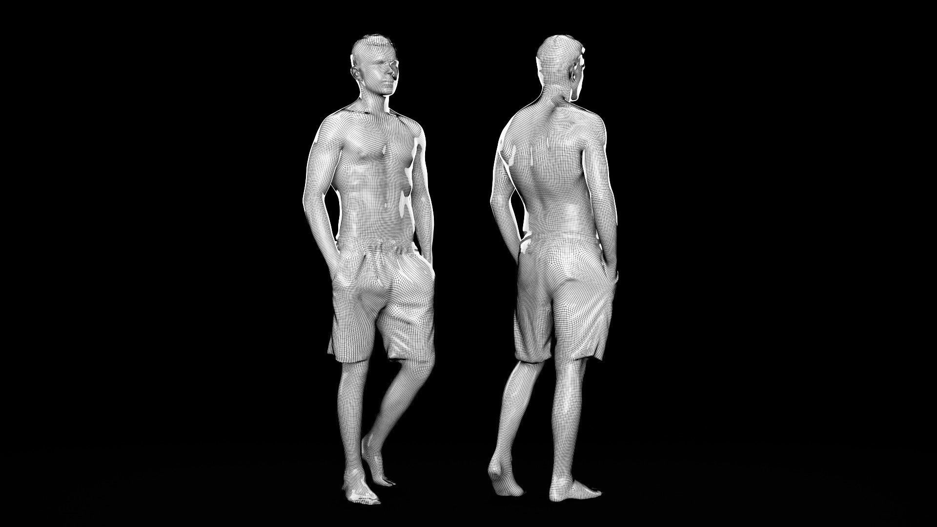 Man in shorts 10  Low-poly 3D model_9