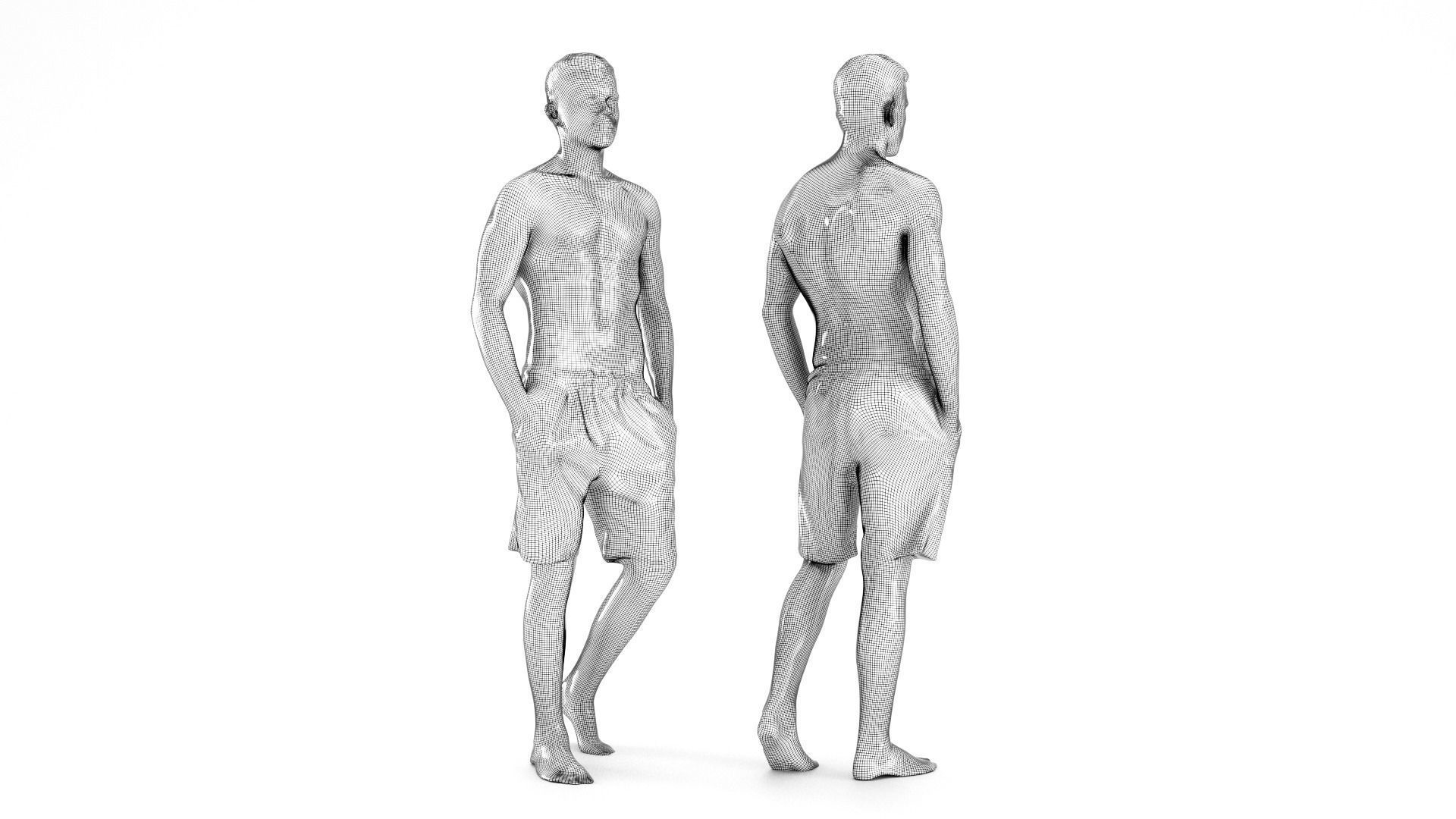 Man in shorts 10  Low-poly 3D model_7