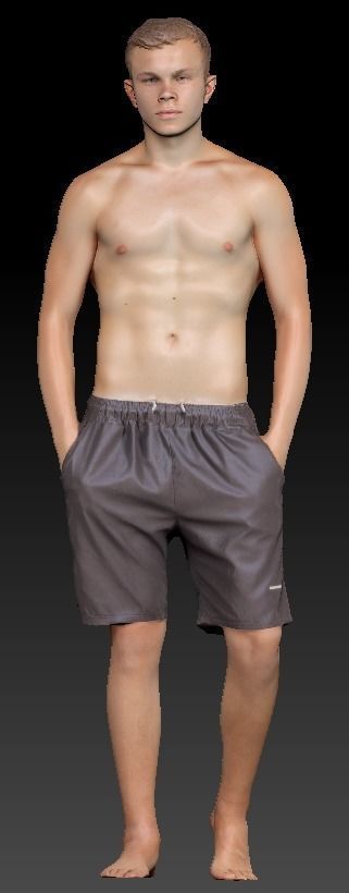 Man in shorts 10  Low-poly 3D model_3