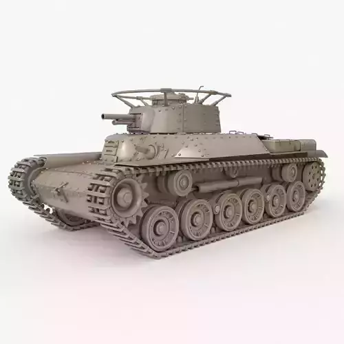 Tank Type 97 Chi Ha Green Japan Clay VRay 3D model