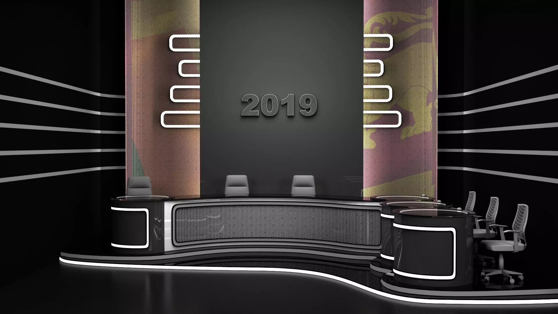Virtual set that are required for any News show 3D model