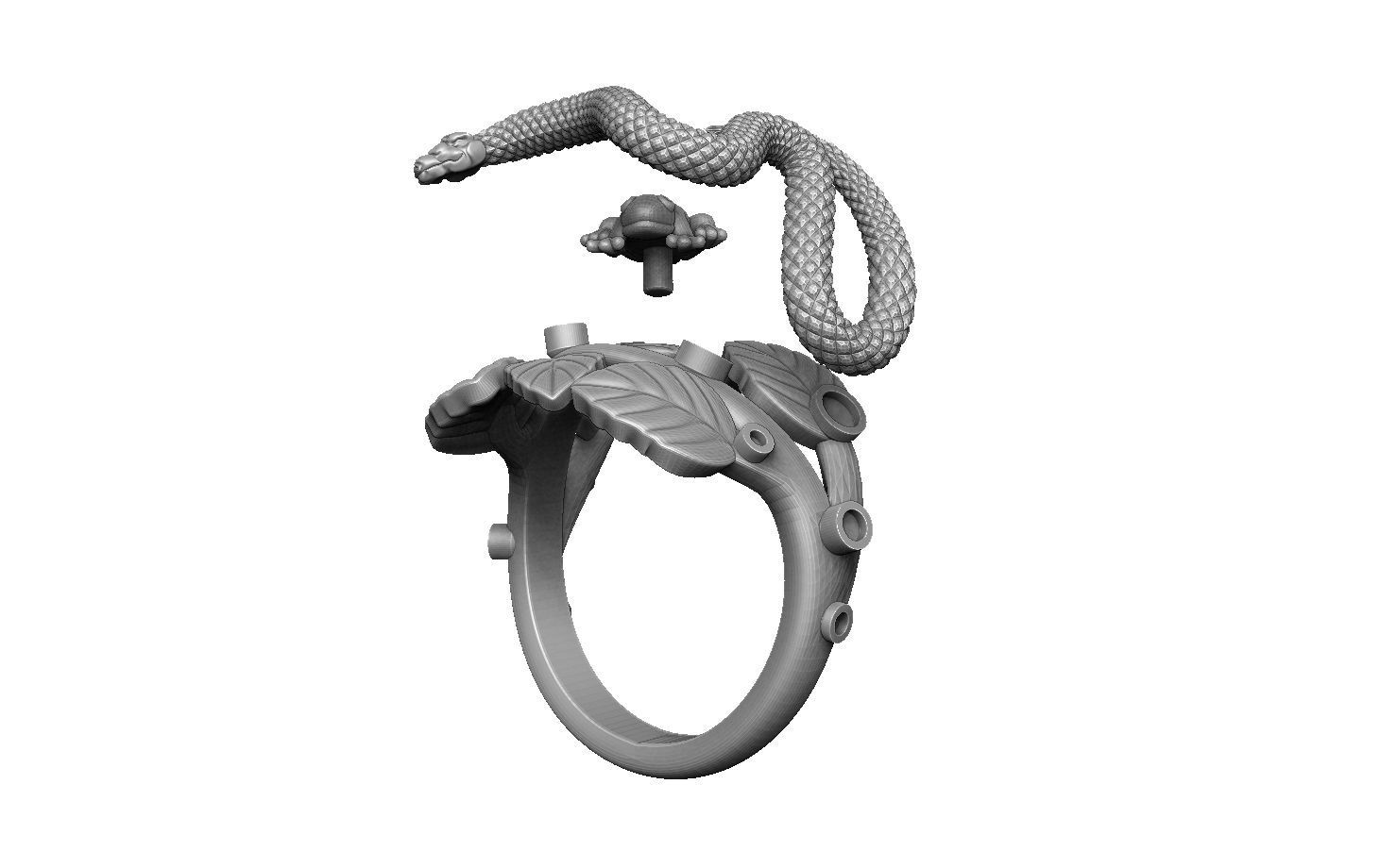 snake and frog 3D print model_5