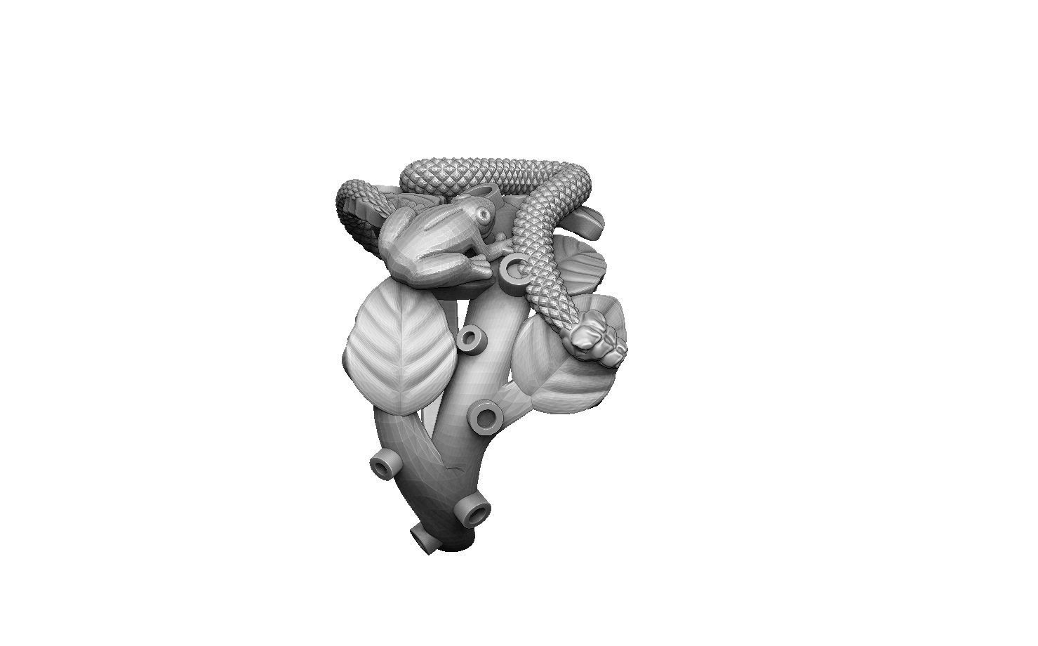 snake and frog 3D print model_10