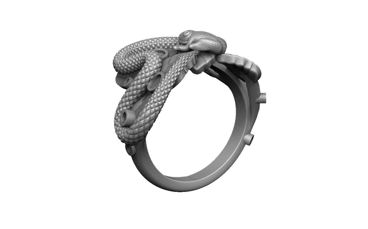 snake and frog 3D print model_8