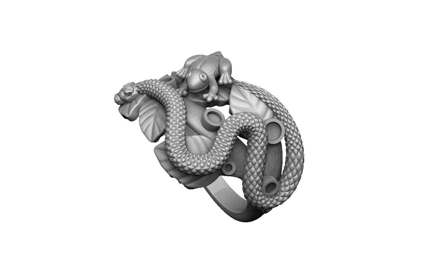 snake and frog 3D print model_7