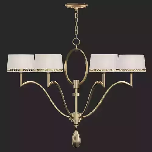 Allegretto four light chandelier in brass with shades
