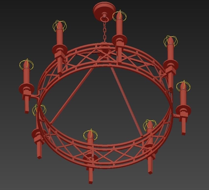 Cienfuegos chandelier with four candle holders 3D model_2