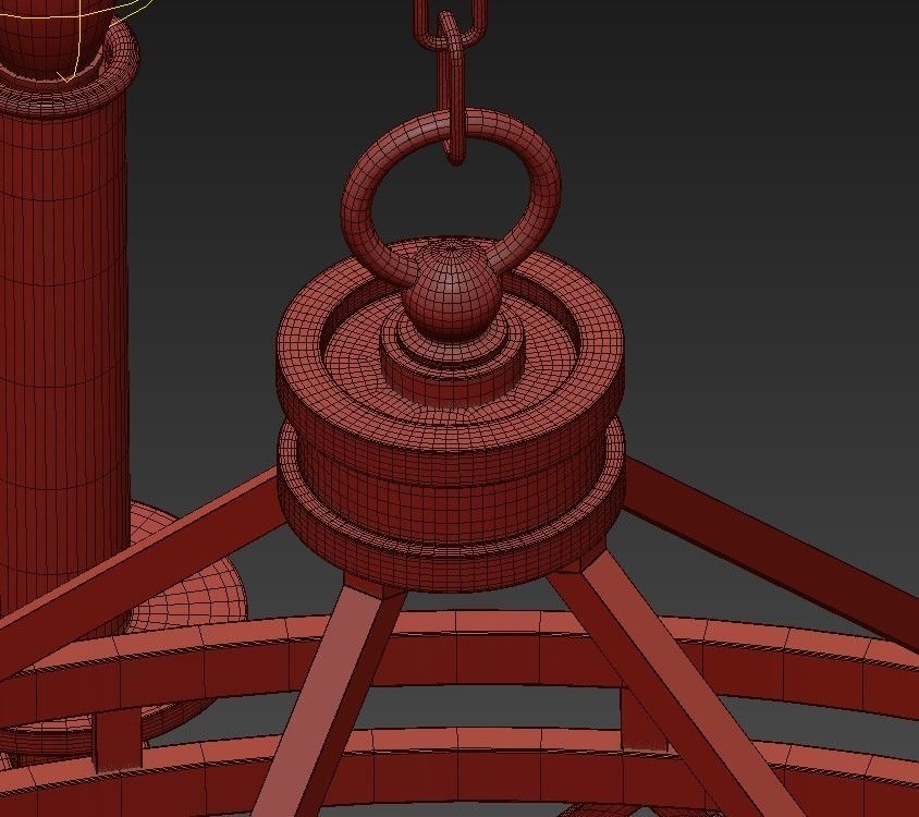 Cienfuegos chandelier with four candle holders 3D model_8