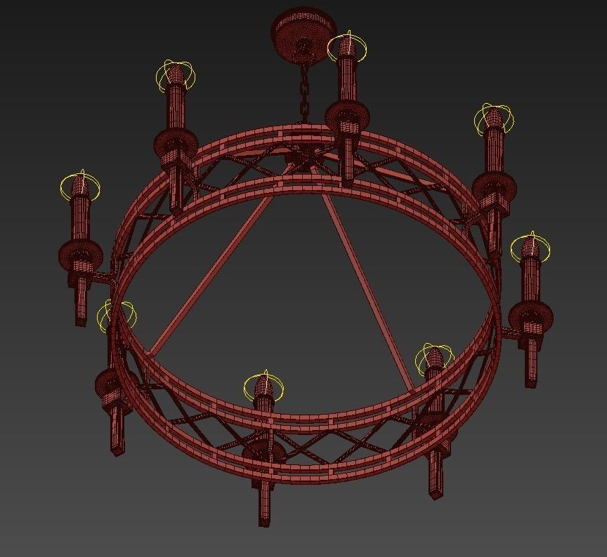 Cienfuegos chandelier with four candle holders 3D model_3