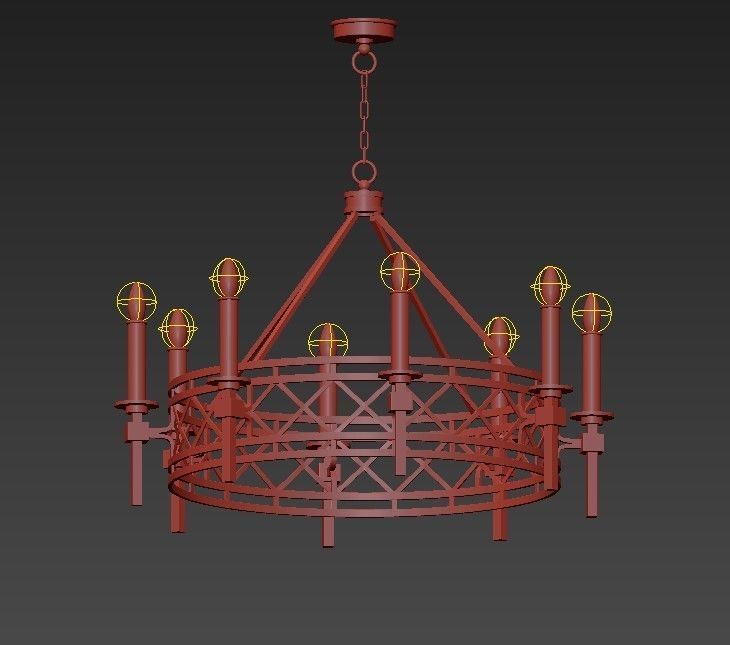 Cienfuegos chandelier with four candle holders 3D model_1