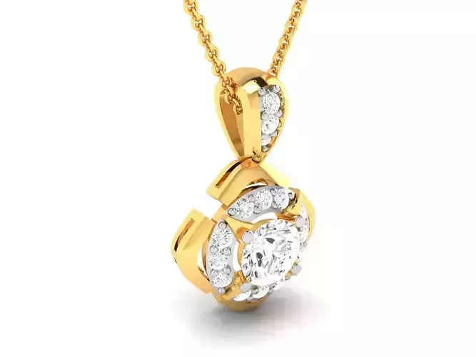 Women solitaire pendant 3dm render detail 
