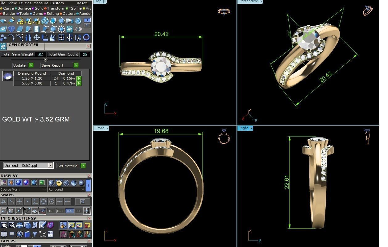 Women solitaire ring 3dm render detail 3D print model_8