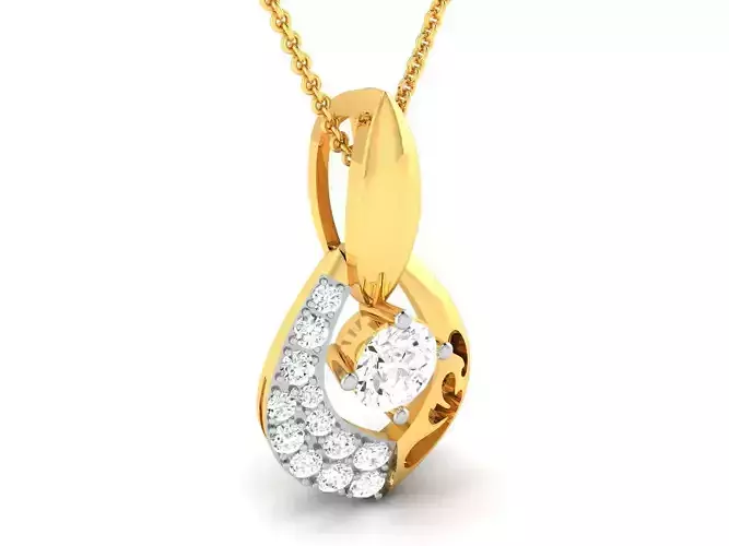 Women solitaire pendant 3dm render detail 