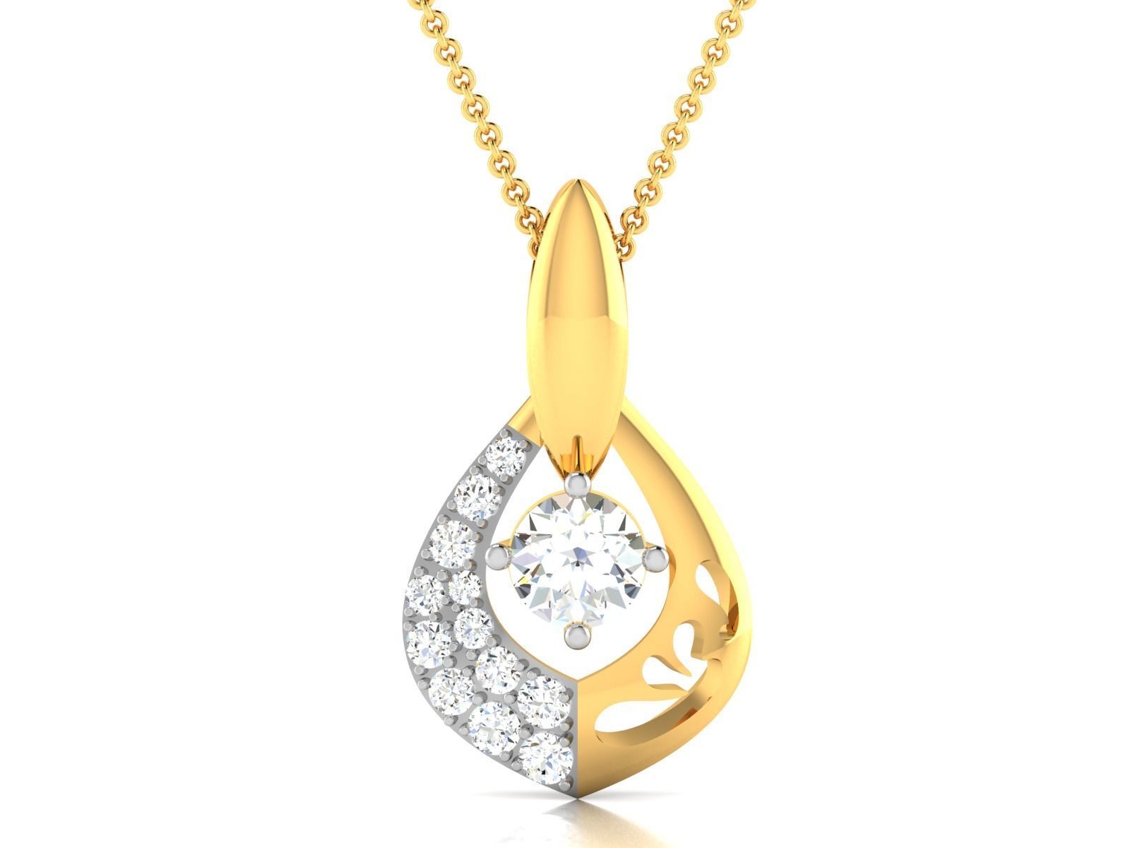 Women solitaire pendant 3dm render detail 3D print model_3